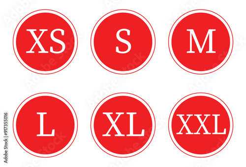 T-shirt size icon set. Clothing size label or tag. Isolated tag sign symbol. Vector illustration in eps 10.
