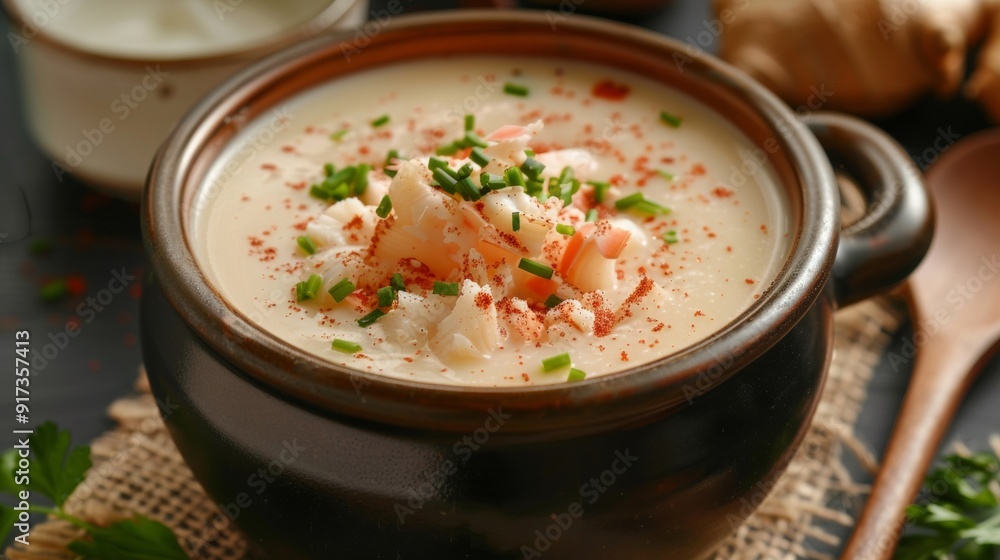 The national cuisine of Japan. Soup-mashed canned crab meat. The national cuisine of Japan. Soup-mashed canned crab meat.