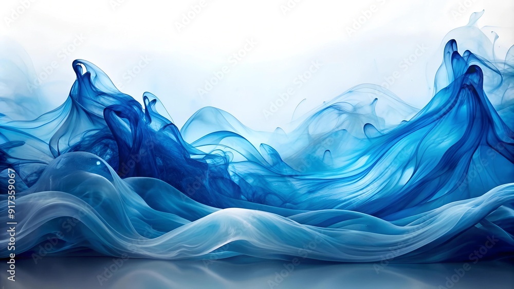 Serene Blue Ink Waves generative AI Serene Blue Ink Waves generative AI