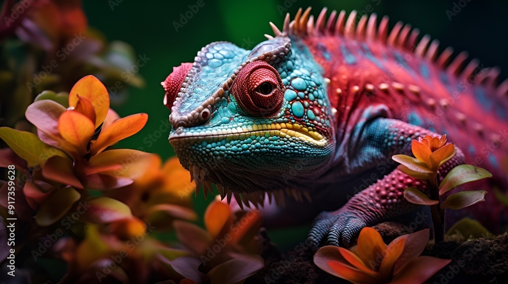 A colorful lizard sits gracefully on a branch, displaying its striking patterns. A colorful lizard sits gracefully on a branch, displaying its striking patterns.