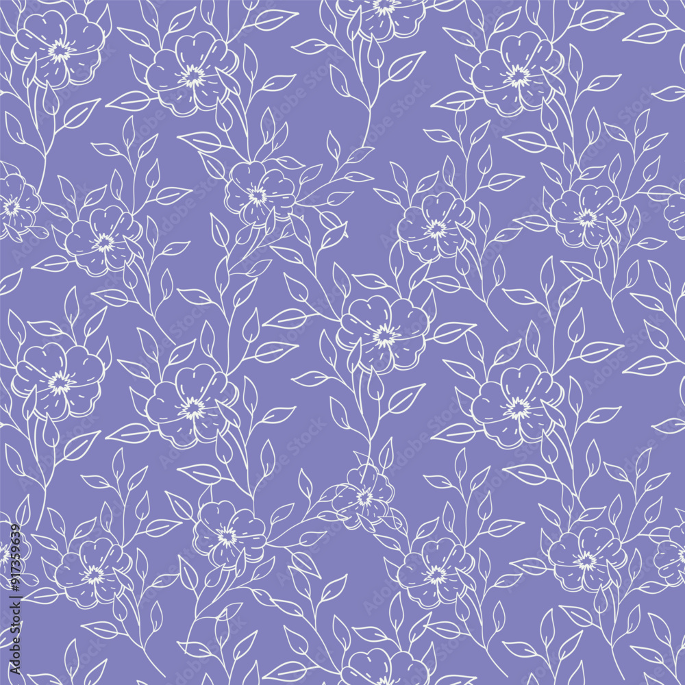 Obraz premium Hand drawing floral seamless pattern with cotton twigs and berries bouquets on a beige background. Winter Christmas themed background. Botanical illustration