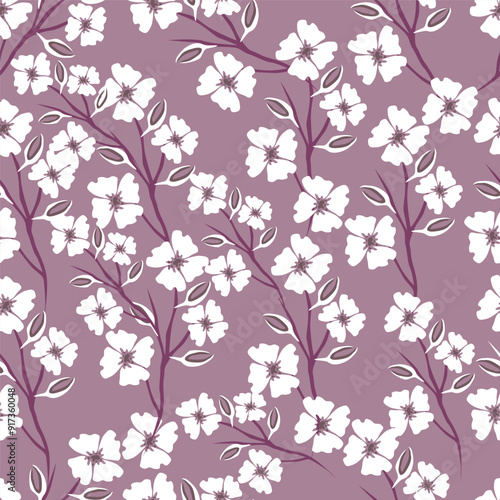 Vector floral seamless pattern. Gentle flower background. 