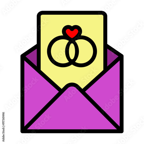 Wedding Invitation Vector Filled Icon Design