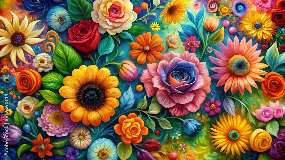 Symphony of Hues: A Whimsical Abstract Floral Tapestry AI Generated Symphony of Hues: A Whimsical Abstract Floral Tapestry AI Generated