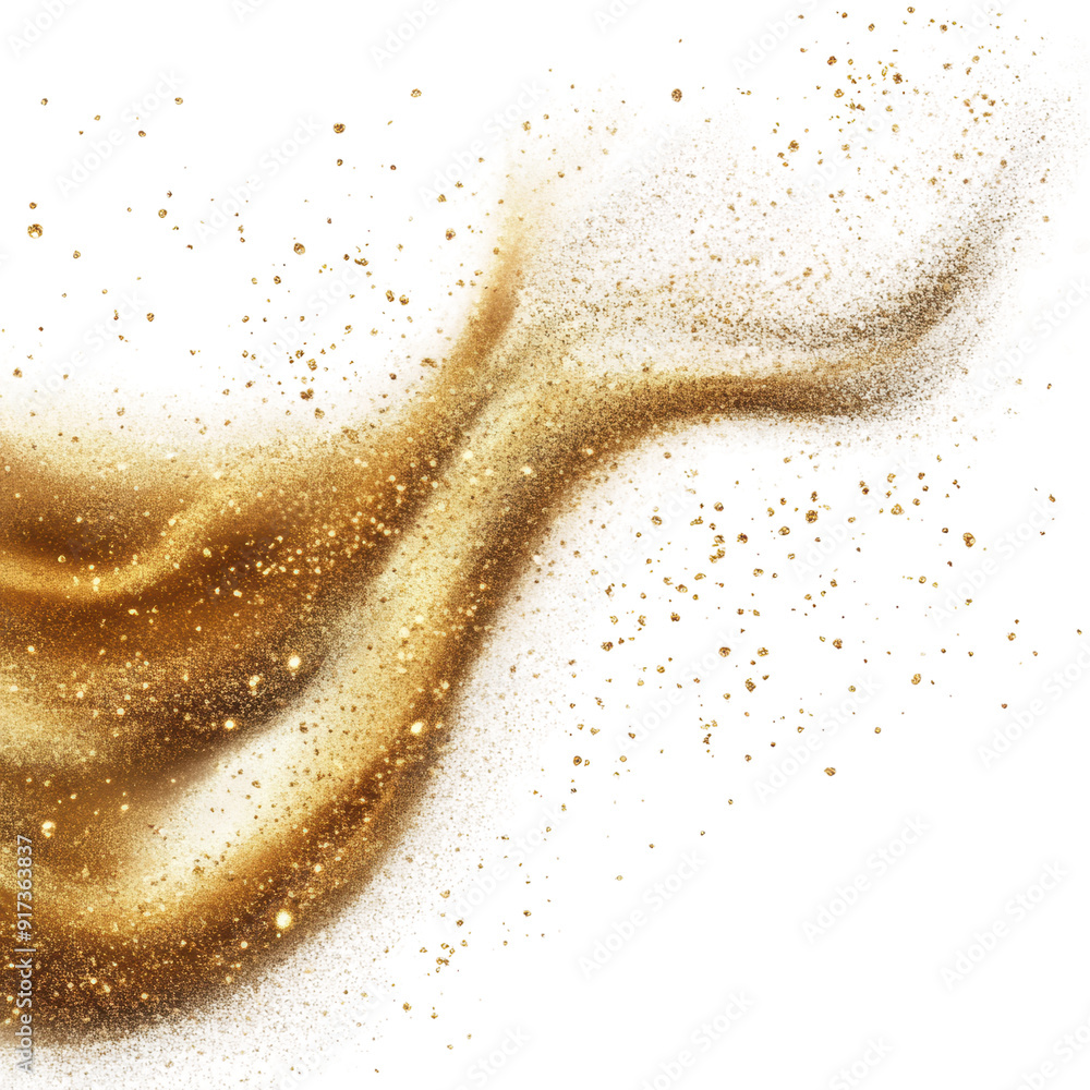 Golden glitter swirl creating dynamic patterns, cut out - stock png. Golden glitter swirl creating dynamic patterns, cut out - stock png.