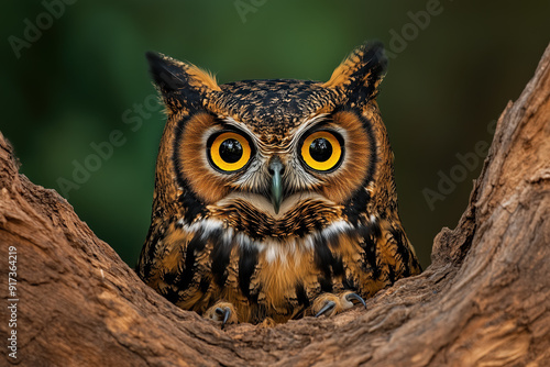 Obraz na płótnie Close-Up Of Majestic Owl Perched On Tree Branch w salonie