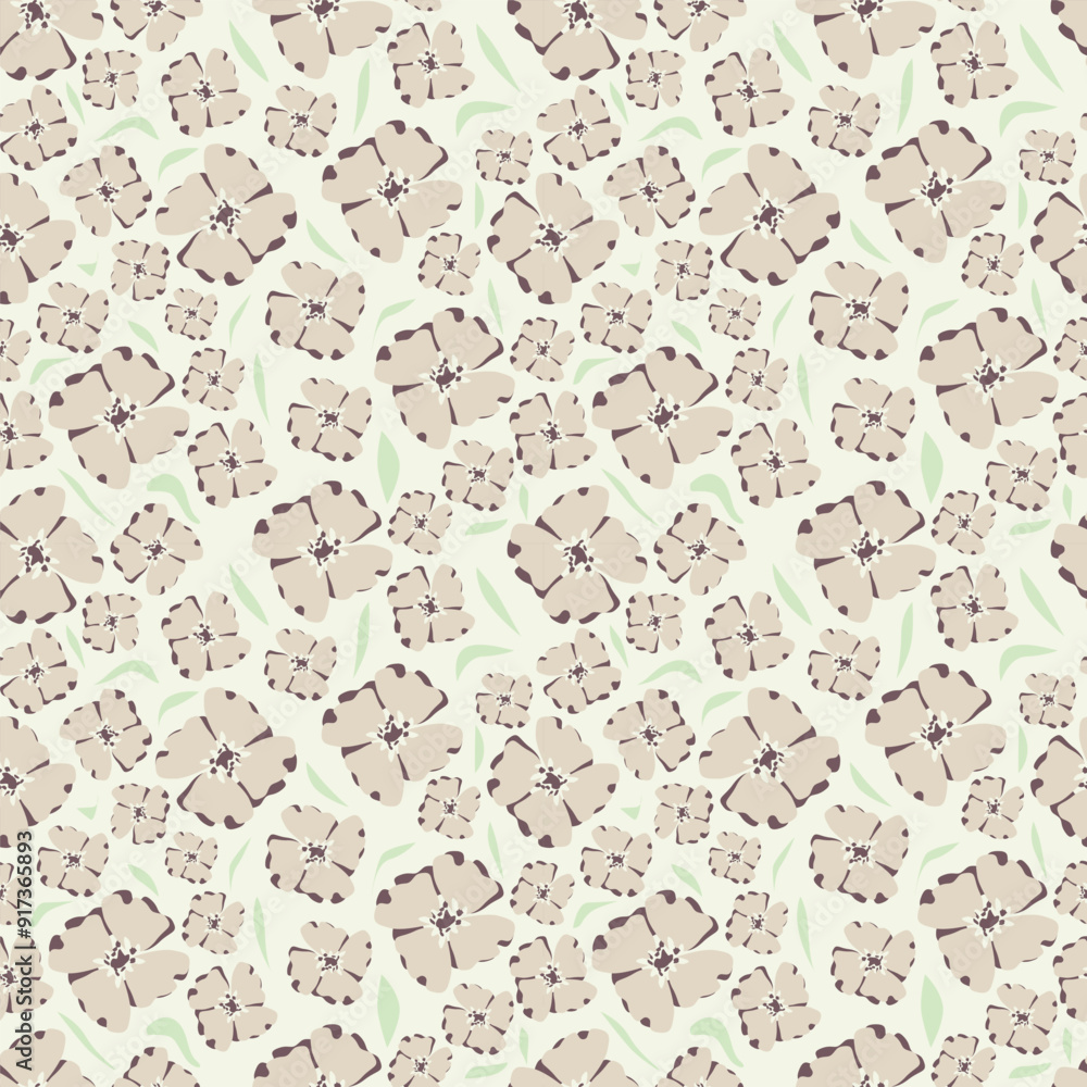 Fototapeta premium Seamless winter floral pattern with branches and berries. Pastel palette white background.