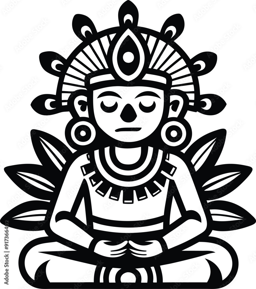 Simple relaxing zone, festival, Maya style black and white icon on white background Simple relaxing zone, festival, Maya style black and white icon on white background