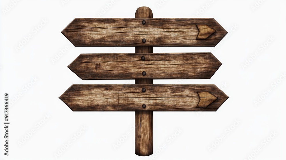Three Sign Posts Rustic Wooden Signpost with Three Arrows for Directions and Messages ...
