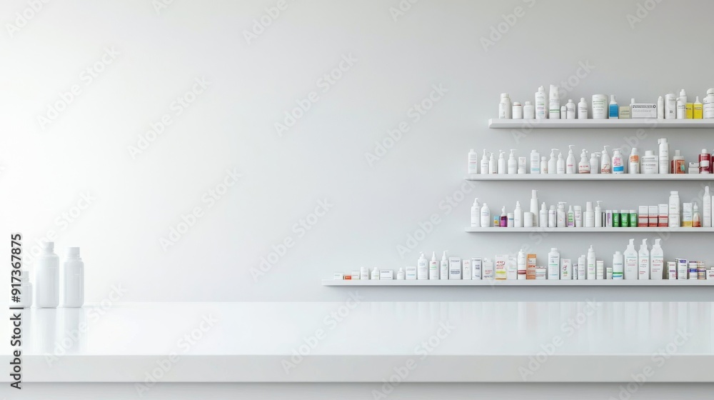 Medicines Displayed on a Spacious Drugstore Table Medicines Displayed on a Spacious Drugstore Table