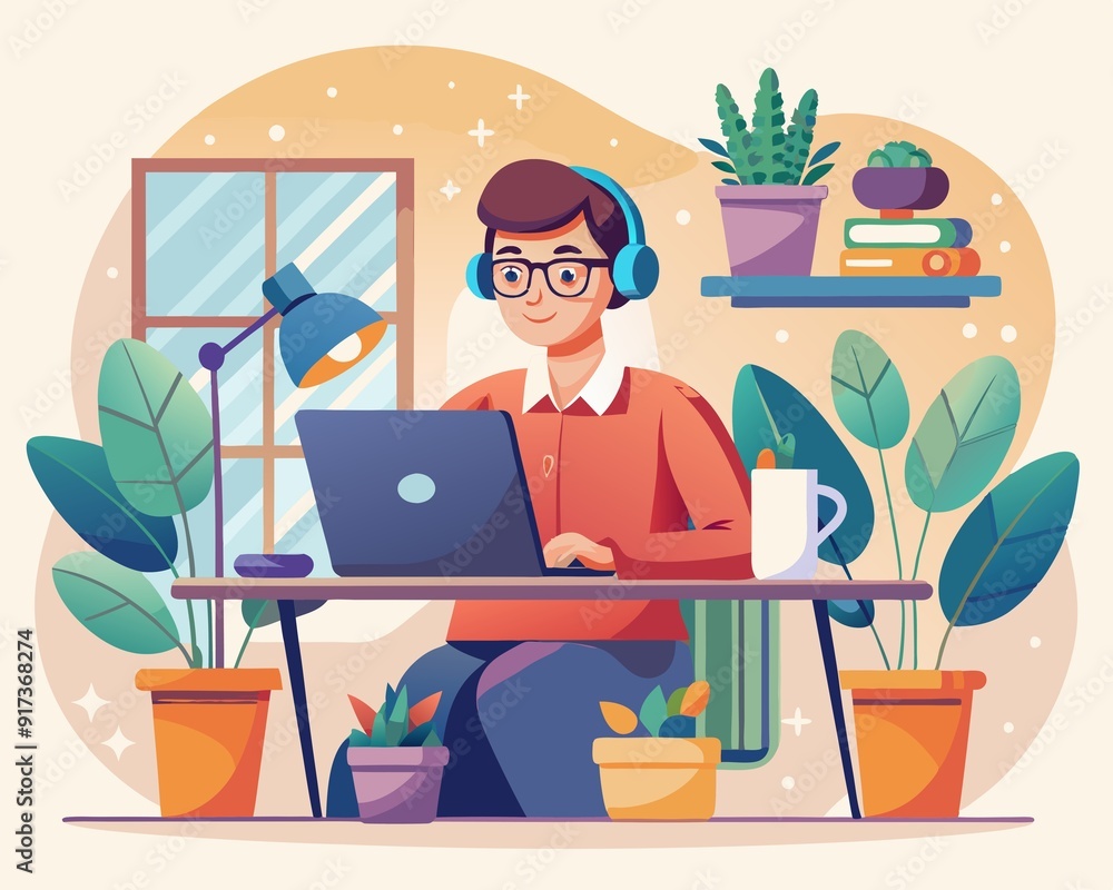 A Modern Vector Illustration of Remote Productivity customer helpline A Modern Vector Illustration of Remote Productivity customer helpline