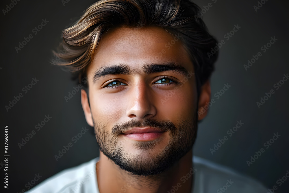 Studio portrait of a man. Background with selective focus and copy space Studio portrait of a man. Background with selective focus and copy space
