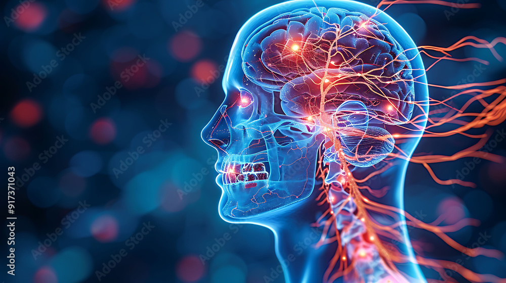 Schematic visualization of human nervous system's response to pain demonstrating receptors pain pathways and brain processing Schematic visualization of human nervous system's response to pain demonstrating receptors pain pathways and brain processing