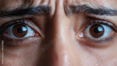 Close-up of eyes filled with tears, yet unwavering, symbolizing the persistent nature of emotional pain, with abstract patterns of discomfort surrounding the eyes, [emotional pain, persistence].