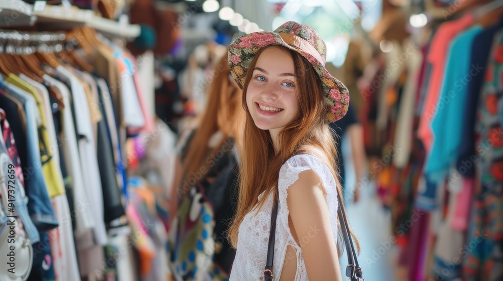 Happy Woman Shopping For Clothes Happy Woman Shopping For Clothes