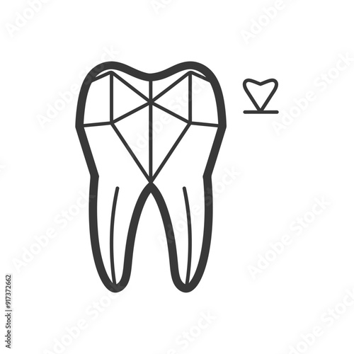 Geometric Tooth with a Heart Design