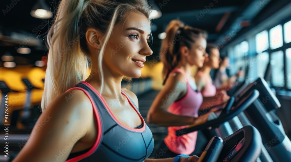 Women working out on treadmills in a gym