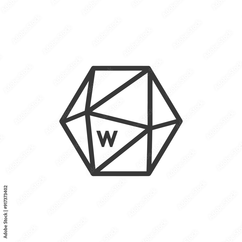 Geometric Hexagon Shape with Letter W Inside Geometric Hexagon Shape with Letter W Inside