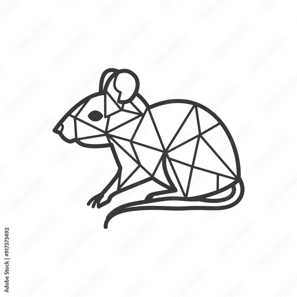 Geometric Line Art Illustration of a Mouse Geometric Line Art Illustration of a Mouse