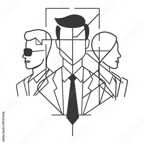 Geometric Illustration of Three Business Professionals photo