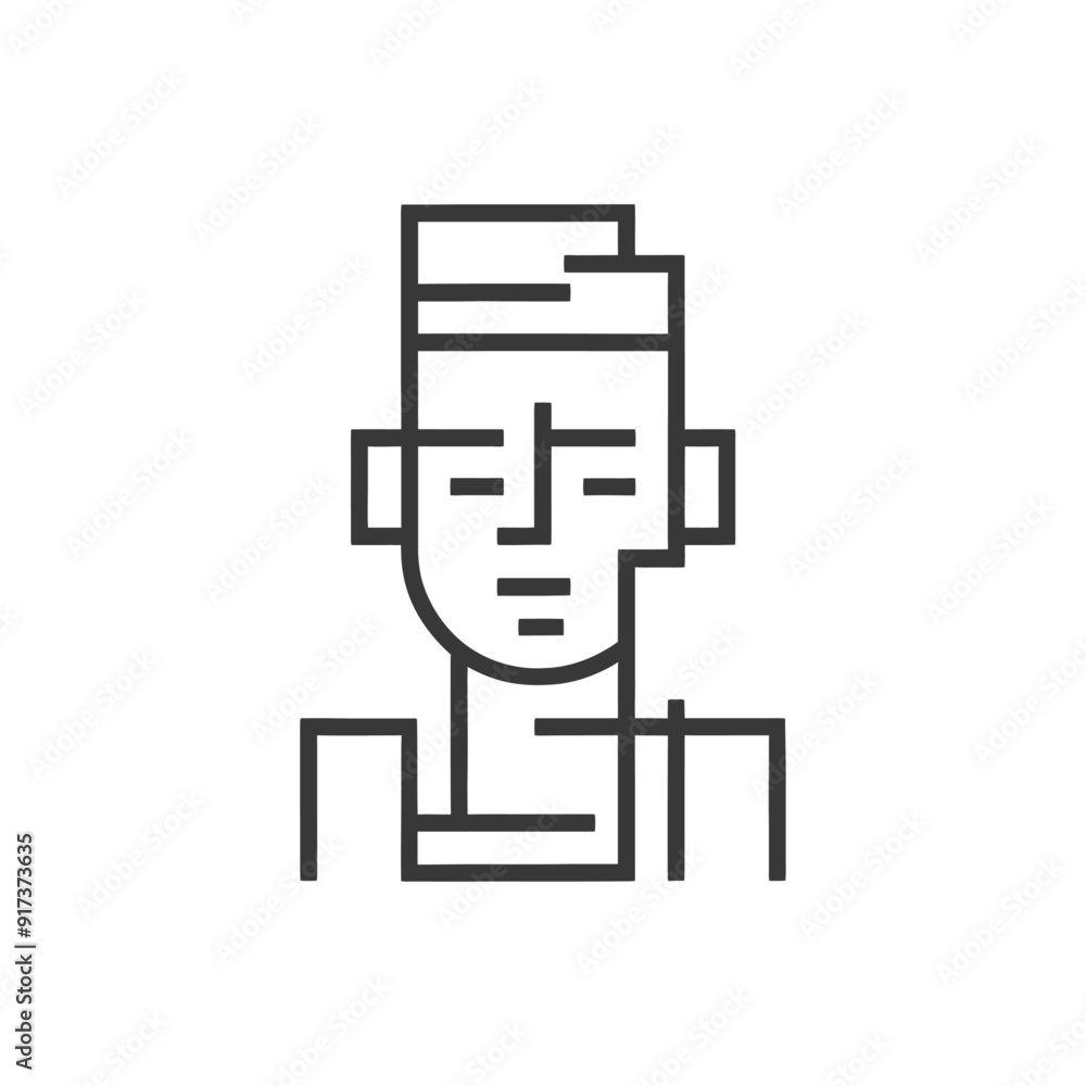 Geometric Line Art Portrait of a Person with a Hat Geometric Line Art Portrait of a Person with a Hat