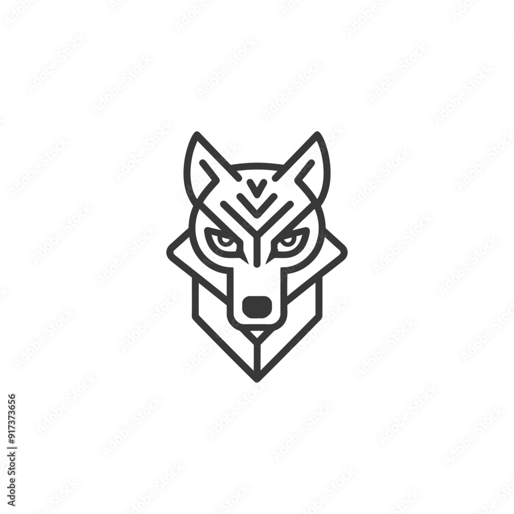 Fototapeta premium Geometric Line Art Wolf Head Design