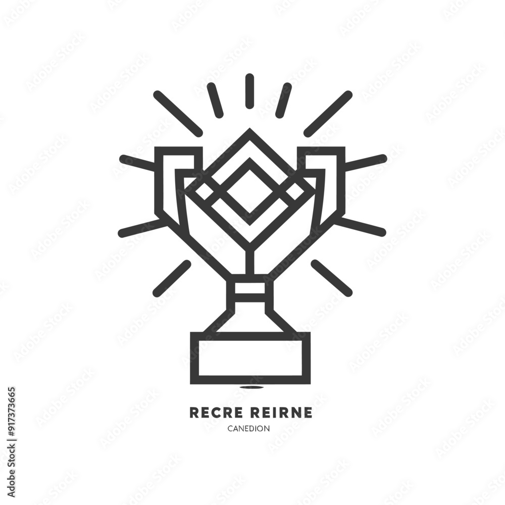 Geometric Line Art Trophy With Shining Rays Geometric Line Art Trophy With Shining Rays