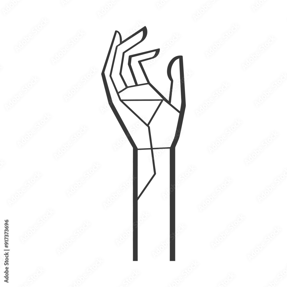 Geometric Outline of a Hand in a Grasping Gesture
