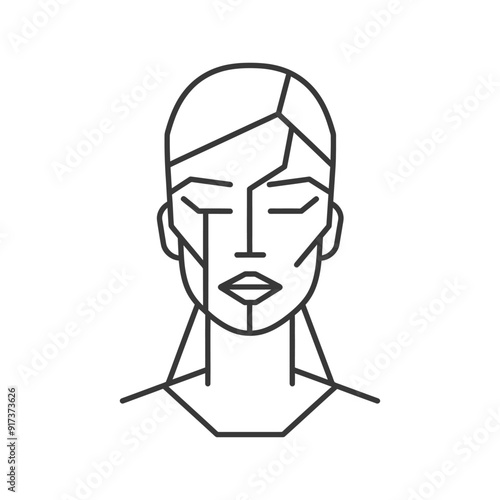 Geometric Line Art Illustration of a Womans Face