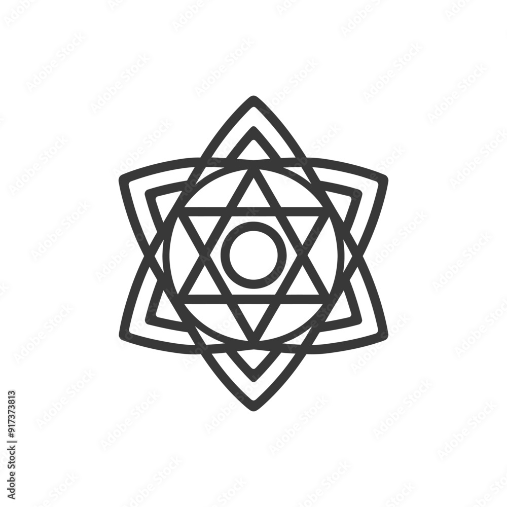 Geometric Star Shape with Central Circle and Triangles Geometric Star Shape with Central Circle and Triangles