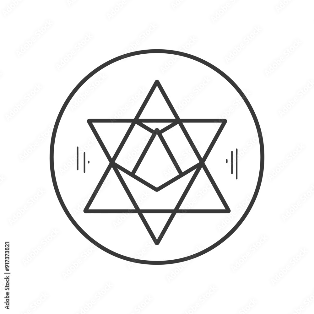 Geometric Star Inside a Circle with Parallel Lines Geometric Star Inside a Circle with Parallel Lines