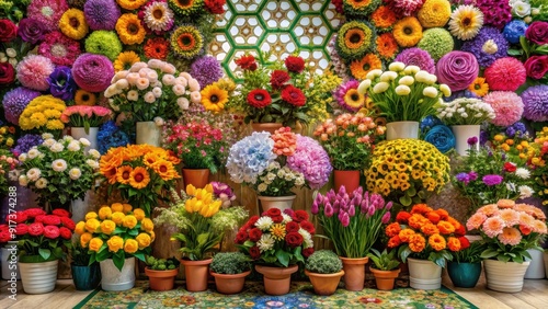 Wallpaper Mural Heart of the Bloom flowers showcasing vibrant colors and intricate patterns, bloom, flowers, vibrant, colorful, nature Torontodigital.ca