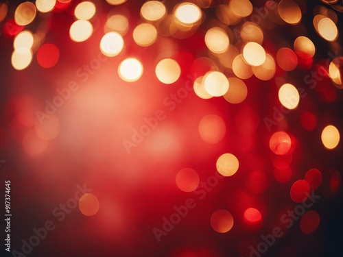 Vibrant red background with shimmering golden bokeh highlights in festive atmosphere