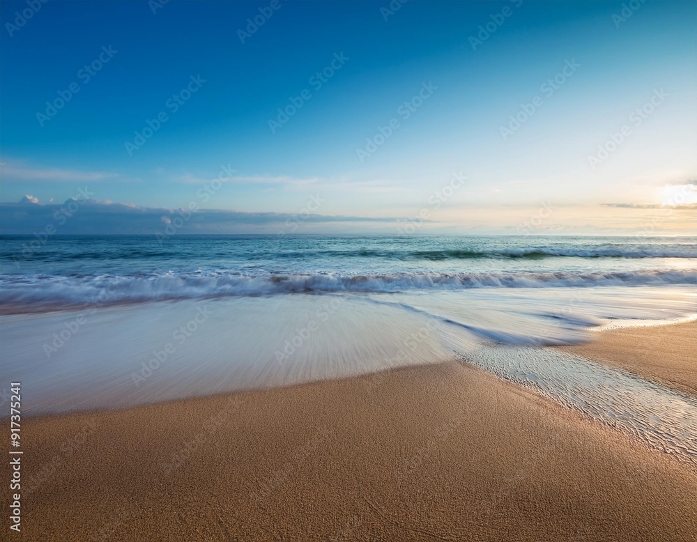 Obraz premium An out-of-focus shot capturing a beach with the ocean in the background, creating a blurred effect
