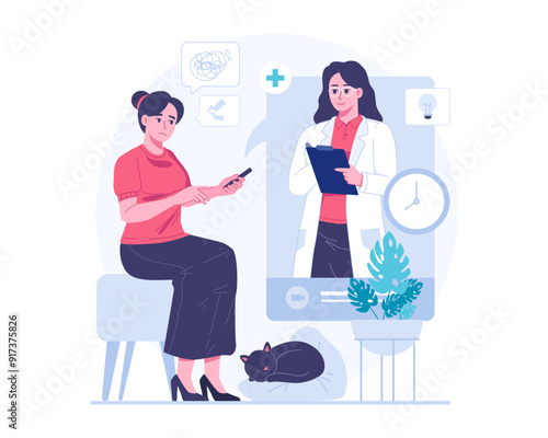 Psychotherapy online session illustration