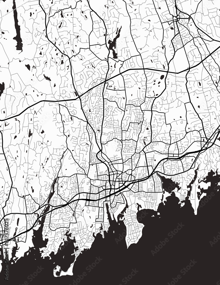 Minimalist white map of Stamford, Connecticut – A modern map print ...