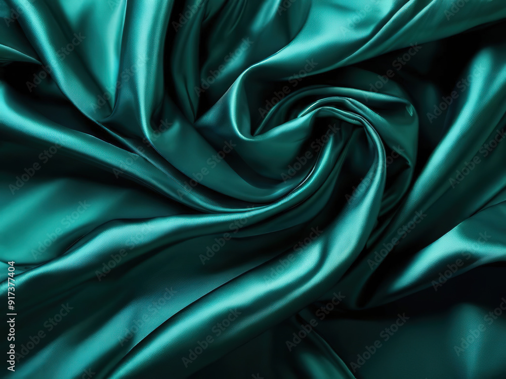 Obraz premium Smooth, teal fabric draped in elegant folds.
