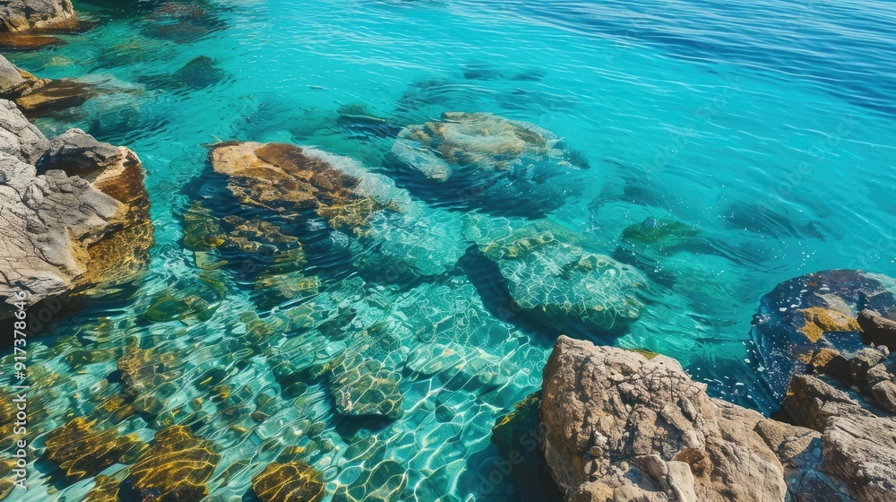 Fototapeta premium Stunning blue sea with clear shore water