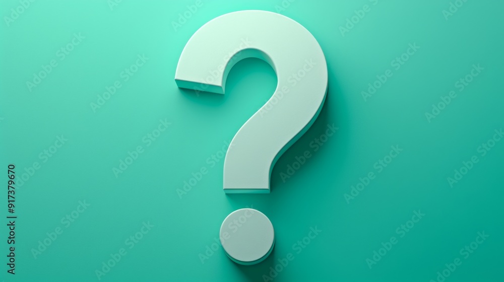 Minimalist 3D Green Question Mark on Light Green Background with Ample Copy Space for Text Minimalist 3D Green Question Mark on Light Green Background with Ample Copy Space for Text