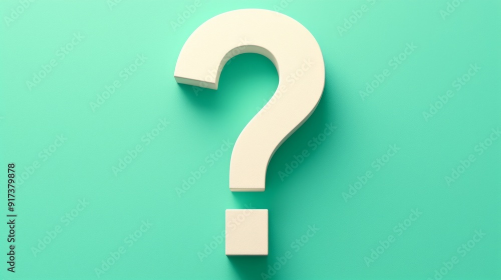 3D White Question Mark on Green Background with Ample Copy Space for Text 3D White Question Mark on Green Background with Ample Copy Space for Text