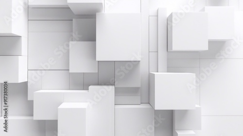 Abstract geometric blocks on white background, 3d
