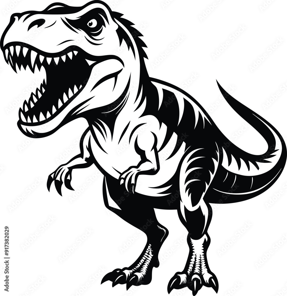 T-Rex Dinosaur Vector Art, High-Quality Line Art Illustration, Black & White, 8K High Resolution, No Background, Silhouette Illustration for CNC, Laser Engraving Design on White Background T-Rex Dinosaur Vector Art, High-Quality Line Art Illustration, Black & White, 8K High Resolution, No Background, Silhouette Illustration for CNC, Laser Engraving Design on White Background