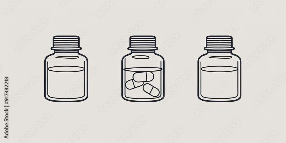 Illustrative Pharmacy Bottles on Shelf Illustrative Pharmacy Bottles on Shelf