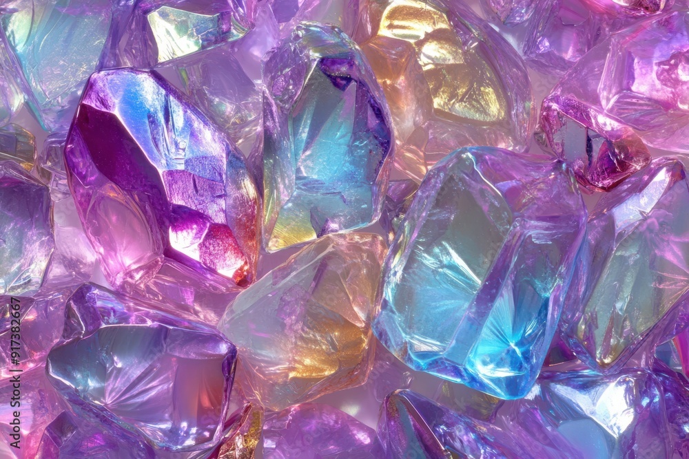Compilation of unicorn-inspired iridescent crystal patterns - vibrant holographic glass textures for a backdrop Compilation of unicorn-inspired iridescent crystal patterns - vibrant holographic glass textures for a backdrop