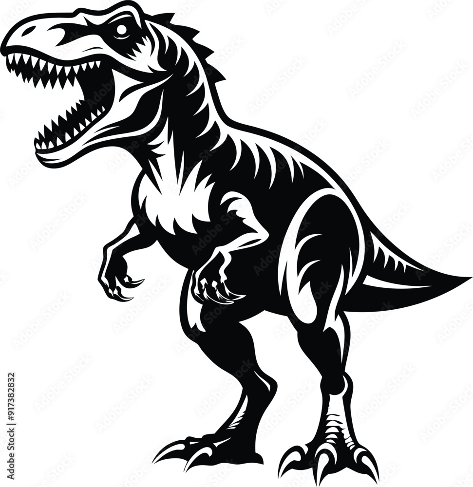 T-Rex Dinosaur Vector Art, High-Quality Line Art Illustration, Black & White, 8K High Resolution, No Background, Silhouette Illustration for CNC, Laser Engraving Design on White Background T-Rex Dinosaur Vector Art, High-Quality Line Art Illustration, Black & White, 8K High Resolution, No Background, Silhouette Illustration for CNC, Laser Engraving Design on White Background
