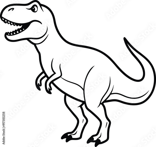 T-Rex Dinosaur Vector Art, High-Quality Line Art Illustration, Black & White, 8K High Resolution, No Background, Silhouette Illustration for CNC, Laser Engraving Design on White Background