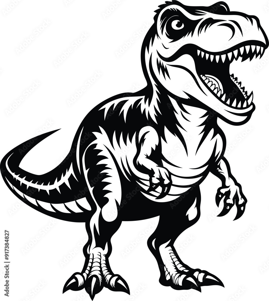 T-Rex Dinosaur Vector Art, High-Quality Line Art Illustration, Black & White, 8K High Resolution, No Background, Silhouette Illustration for CNC, Laser Engraving Design on White Background T-Rex Dinosaur Vector Art, High-Quality Line Art Illustration, Black & White, 8K High Resolution, No Background, Silhouette Illustration for CNC, Laser Engraving Design on White Background