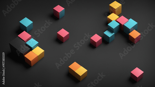 Obraz na płótnie Abstract 3D cubic blocks with grey backgrounds