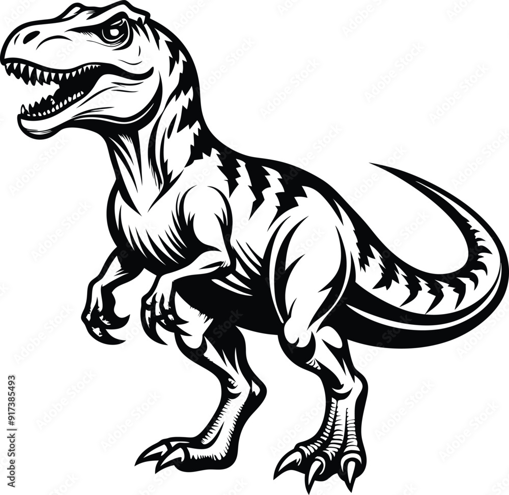 T-Rex Dinosaur Vector Art, High-Quality Line Art Illustration, Black & White, 8K High Resolution, No Background, Silhouette Illustration for CNC, Laser Engraving Design on White Background T-Rex Dinosaur Vector Art, High-Quality Line Art Illustration, Black & White, 8K High Resolution, No Background, Silhouette Illustration for CNC, Laser Engraving Design on White Background