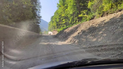 Road construction in the mountains. Development and planning of a mountain road.
